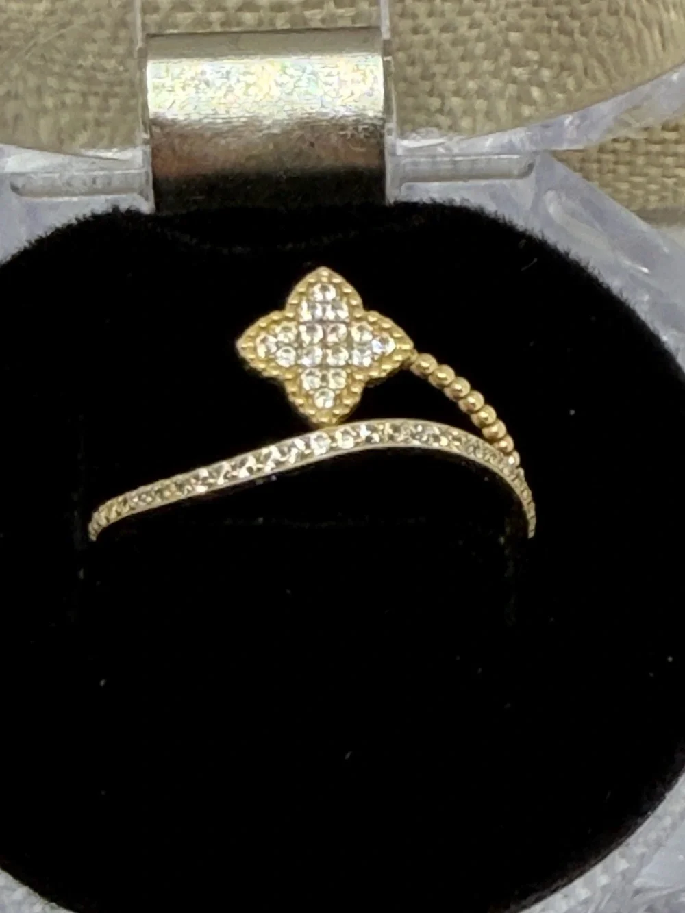 ✨ 14K Solid Gold CZ Dainty Ring – Size 8